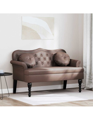 Panca Chesterfield Marrone 120,5 x 65 x 75 cm Pelle Sintetica