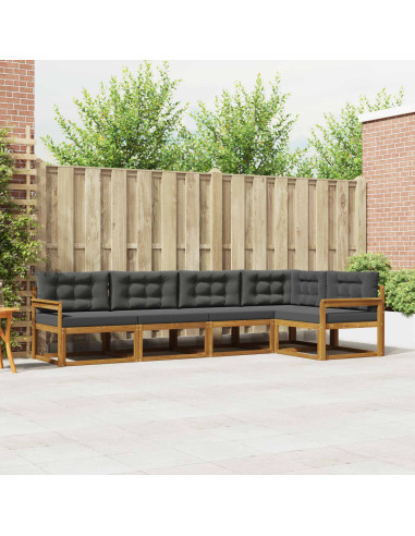 Set di divani da esterno con cuscino 5 pcs Naturale e Antracite