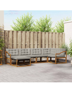 Set di divani da esterno 6 pcs Grigio Naturale e Chiaro
