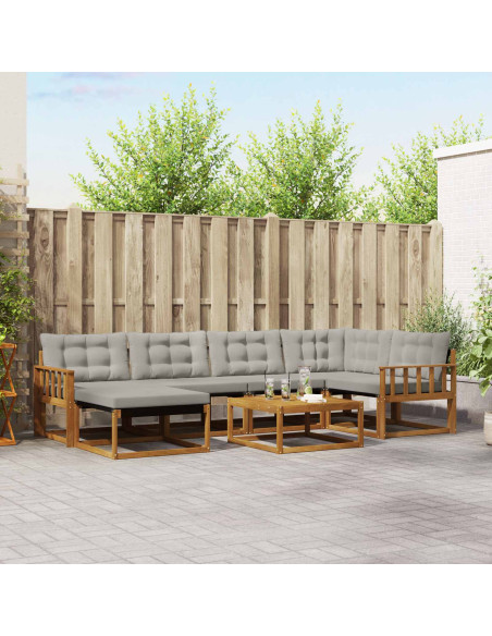 Set di divani da esterno 7 pcs Grigio Naturale e Chiaro