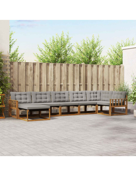 Set di divani da esterno 7 pcs Grigio Naturale e Chiaro