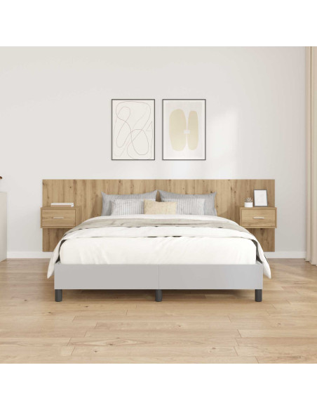 Testata con Comodino 3 pcs Rovere artigianale Legno multistrato