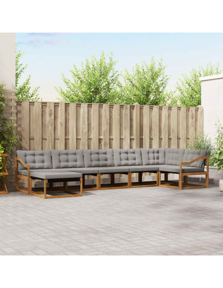 Set di divani da esterno 7 pcs Grigio Naturale e Chiaro