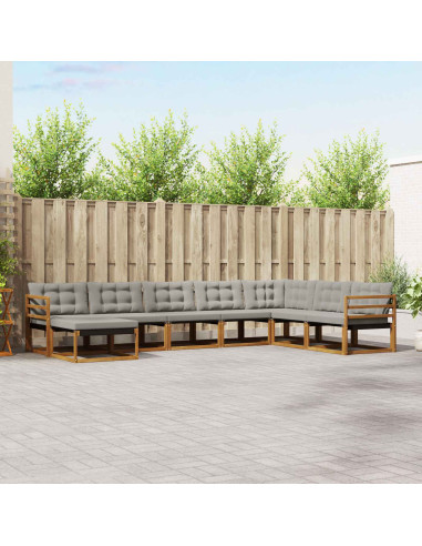 Set di divani da esterno 8 pcs Grigio Naturale e Chiaro
