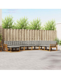 Set di divani da esterno 8 pcs Grigio Naturale e Chiaro