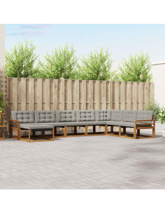 Set di divani da esterno 8 pcs Grigio Naturale e Chiaro
