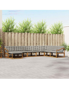 Set di divani da esterno 8 pcs Grigio Naturale e Chiaro