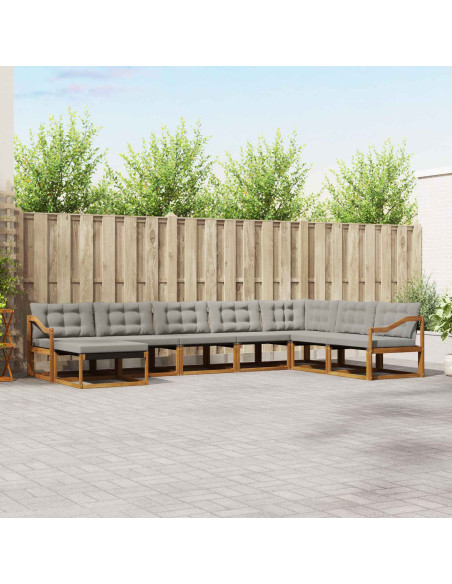 Set di divani da esterno 8 pcs Grigio Naturale e Chiaro