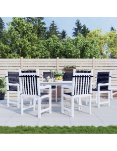 Cuscini Sedia Schienale Basso 6 pz Motivo a Quadri Nero Tessuto