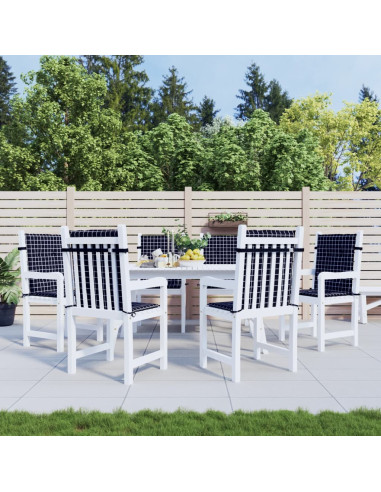 Cuscini Sedia Schienale Basso 6 pz Motivo a Quadri Nero Tessuto