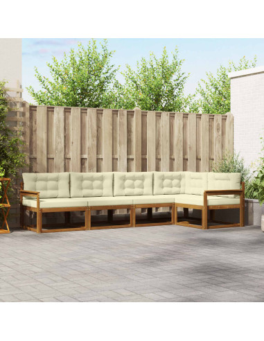 Set di divani da esterno con cuscino 5 pcs Naturale e Crema
