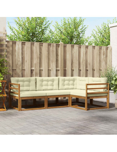 Set di divani da esterno con cuscino 4 pcs Naturale e Crema