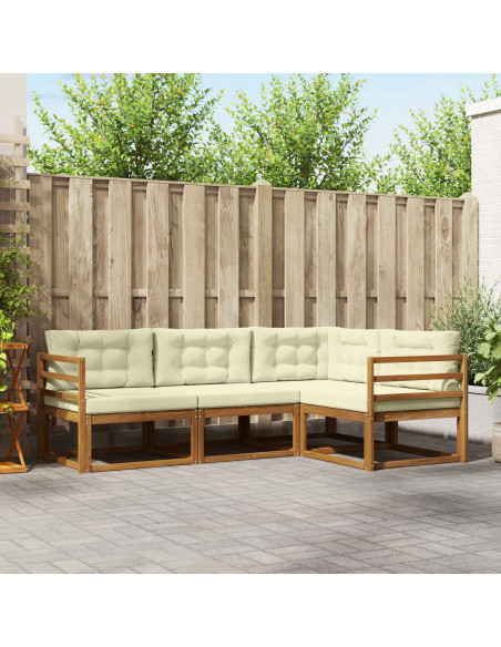 Set di divani da esterno con cuscino 4 pcs Naturale e Crema