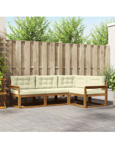 Set di divani da esterno con cuscino 4 pcs Naturale e Crema