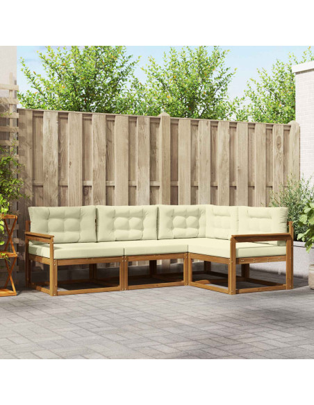 Set di divani da esterno con cuscino 4 pcs Naturale e Crema
