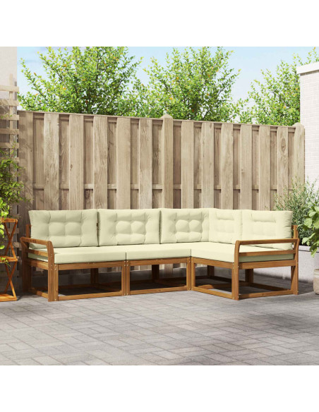 Set di divani da esterno con cuscino 4 pcs Naturale e Crema