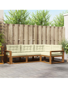 Set di divani da esterno con cuscino 4 pcs Naturale e Crema