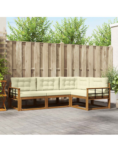Set di divani da esterno con cuscino 4 pcs Naturale e Crema