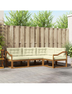 Set di divani da esterno con cuscino 4 pcs Naturale e Crema