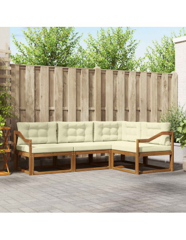 Set di divani da esterno con cuscino 4 pcs Naturale e Crema