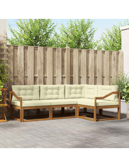 Set di divani da esterno con cuscino 4 pcs Naturale e Crema