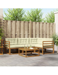 Set di divani da esterno con cuscino 5 pcs Naturale e Crema