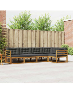 Set di divani da esterno con cuscino 5 pcs Naturale e Antracite