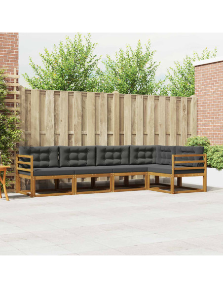 Set di divani da esterno con cuscino 5 pcs Naturale e Antracite