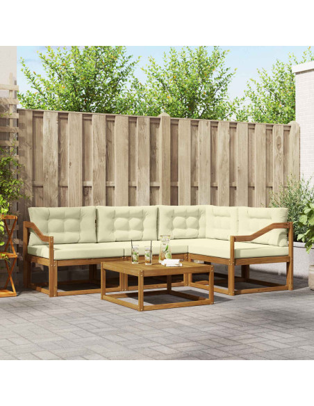 Set di divani da esterno con cuscino 5 pcs Naturale e Crema