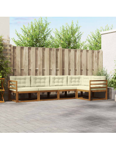 Set di divani da esterno con cuscino 5 pcs Naturale e Crema
