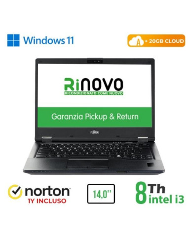 NB FUJITSU RINOVO REFURBISHED LifeBook E549 RN52422311 14" i3-8x00 8GB SSD NEW 256GB W11P CLOUD 20GB + NORTON