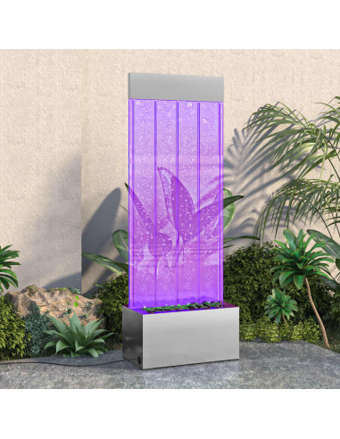 Colonna di Bolle con LED RGB Acciaio Inox e Acrilico 110 cm