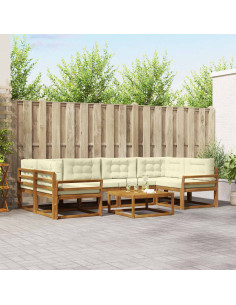 Set di divani da esterno con cuscino 7 pcs Naturale e Crema