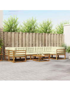 Set di divani da esterno con cuscino 8 pcs Naturale e Crema