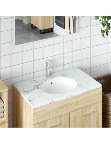 Lavandino da Bagno Bianco 38,5x33,5x19 cm Ovale in Ceramica