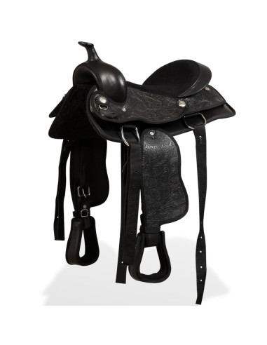 Sella Western Testiera e Pettorale in Vera Pelle 13" Nero