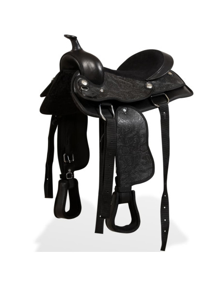 Sella Western Testiera e Pettorale in Vera Pelle 13" Nero