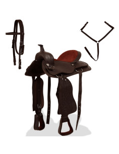 Sella Western Testiera e Pettorale in Vera Pelle 16" Marrone