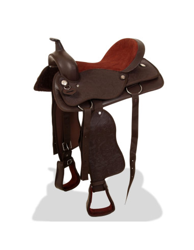 Sella Western Testiera e Pettorale in Vera Pelle 16" Marrone