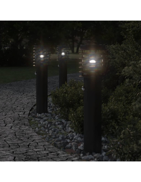 Lampada da Terra per Esterni Sensore Nera 60 cm in Acciaio