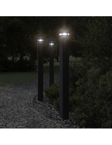 Lampada da Terra per Esterni con Presa Nera 110 cm Alluminio