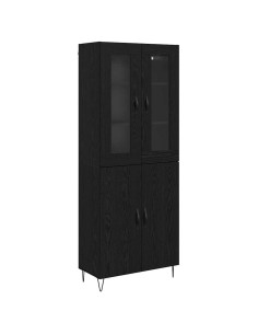 Credenza Rovere Bianco e Nero 69,5 x 34 x 180 cm 2