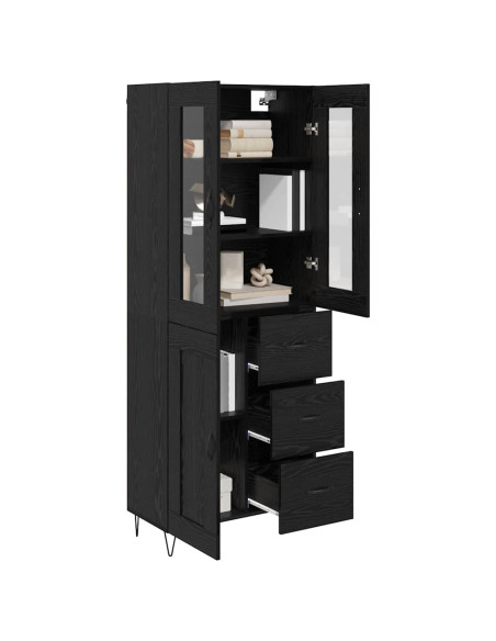 Credenza Rovere Nero 69,5 x 34 x 90 cm Legno multistrato