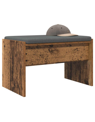 Panca per ingresso con cuscino Legno vecchio 63 x 38 x 40 cm