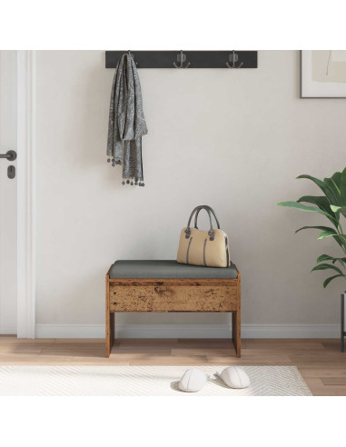Panca per ingresso con cuscino Legno vecchio 63 x 38 x 40 cm