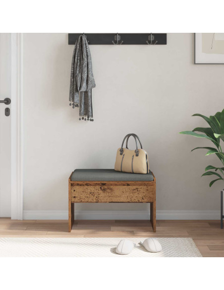 Panca per ingresso con cuscino Legno vecchio 63 x 38 x 40 cm