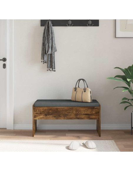 Panca per ingresso con cuscino Rovere fumé 83 x 38 x 40 cm