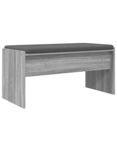 Panca per ingresso con cuscino Grigio Sonoma 83 x 38 x 40 cm 2