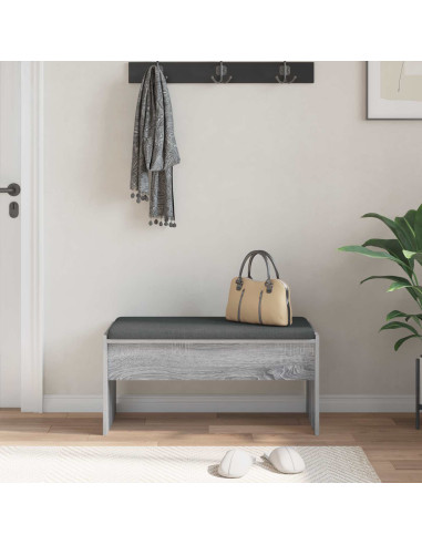Panca per ingresso con cuscino Grigio Sonoma 83 x 38 x 40 cm
