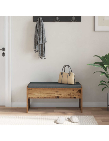 Panca per ingresso con cuscino Legno vecchio 83 x 38 x 40 cm